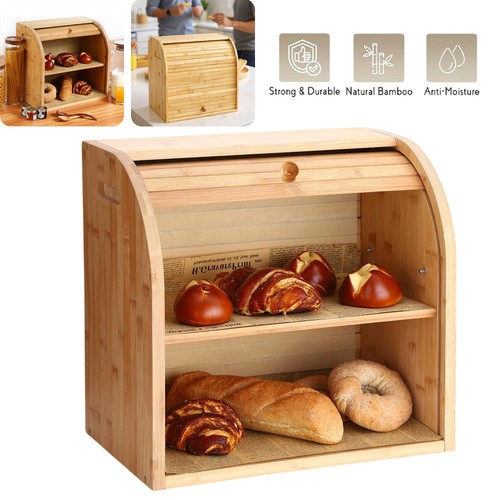 Tier bamboo bread bin large - bamboo,