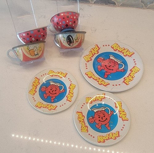 Vintage toys metal tea cups - vintage,
