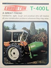 Original Eurobeton T-400 L Tractor Mounted Cement Mixer 1 Sheet Brochure, c 80's