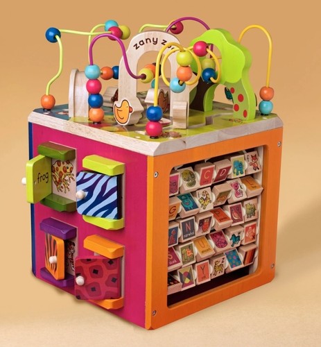 Wooden activity cube - wooden,