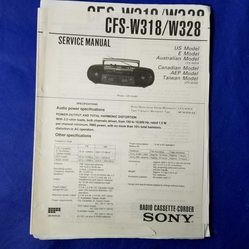 Sony cfs w318 w328 - sony, cfs-w328