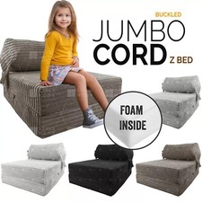 Single Chair Bed Sofa Z bed Jumbo Cord Seat Foam Fold Out Guest Futon Kids