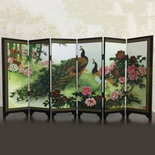 6 Panel Mini Folding Screen Tabletop Wooden Chinese Art Screens Home Decor Sale