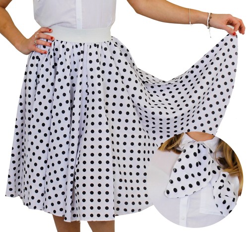 White polka dot skirt with - white,