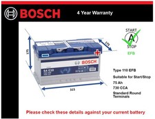 EFB Battery fits SEAT ALHAMBRA LEON 1.9D 2.0D 99 to 22 Stop Start Bosch 110 EFB