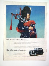 Standard Vanguard car print ad, 1950, "Scotland, land of glens"