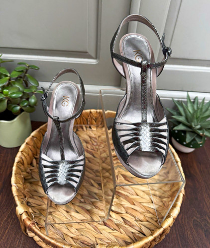 Silver black strappy ankle - kg, silver/black
