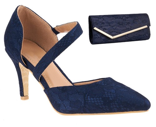 Ladies lace mid heel pointed - ladies,