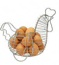 Metal Hen Egg Basket – Wire Chicken Egg Holder Storage Rack Perfect for Kitchen