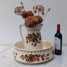 Lovely Vintage French Earthenware Wash Basin and Jug by Choisy-le-Roi (Mures)
