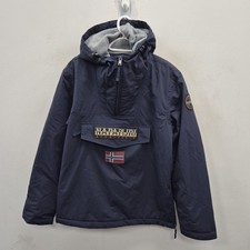 Napapijri Rainforest Winter 1/2 Zip Anorak  Hooded Fleece Navy Jacket Medium