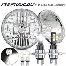7'' Round Chrome LED Headlight Hi/Lo Beam 6000K for Classic Mini Austin Petrol