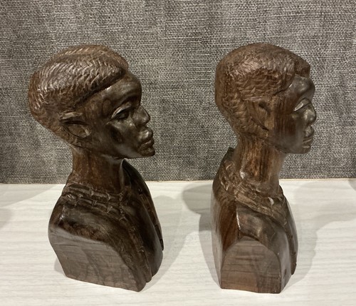 Pair ethnic carved wooden - pair,