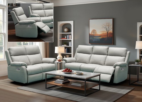 Grey italian leather seater - italian, 3