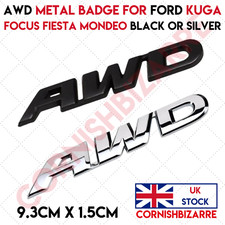AWD METAL BADGE ALL WHEEL DRIVE FORD KUGA FOCUS FIESTA MONDEO - SILVER / BLACK