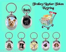 DOG BREED METAL KEYRING TROLLEY COIN LOCKER GYM  GIFT MUM DAD NAN PUG BEAGLE