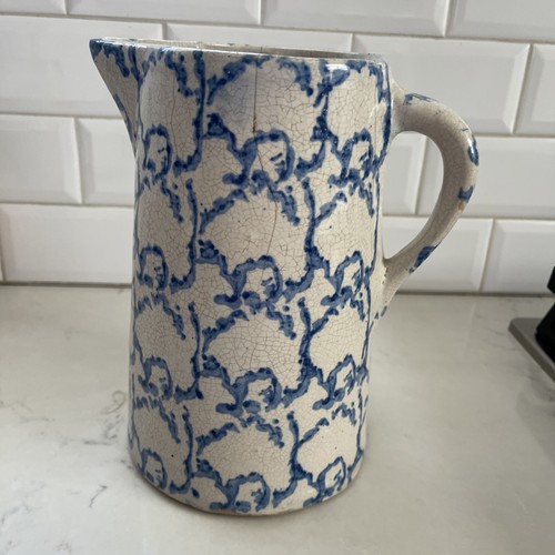 Antique blue spongeware water - blue,
