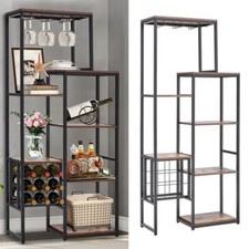 Wooden Home Bar Cabinet 9 Bottles Wine Racks Wine Drinks Cabinet with Glass Rack