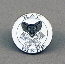 RAT BIKER ENAMEL PIN BADGE -