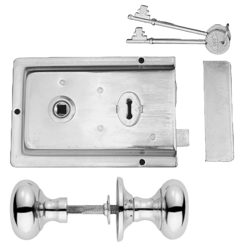 Chrome fluted rim lock - fluted,