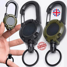 Heavy-Duty Retractable Key Reel Carabiner Keychain - Strong Steel Wire Rope