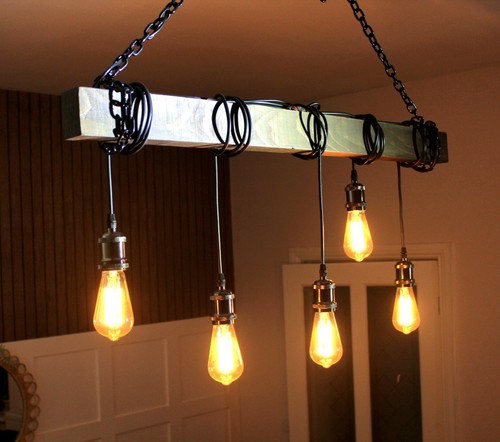 Rustic wooden beam chandelier - rustic,