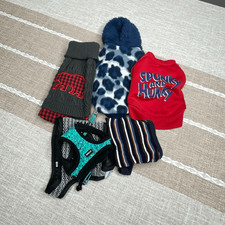 Dog clothes lot size xs and xxs harness and collar dog sweater