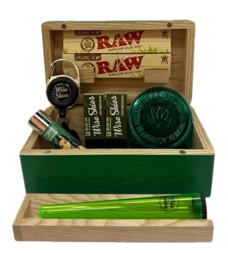 Green raw rolling box - green,