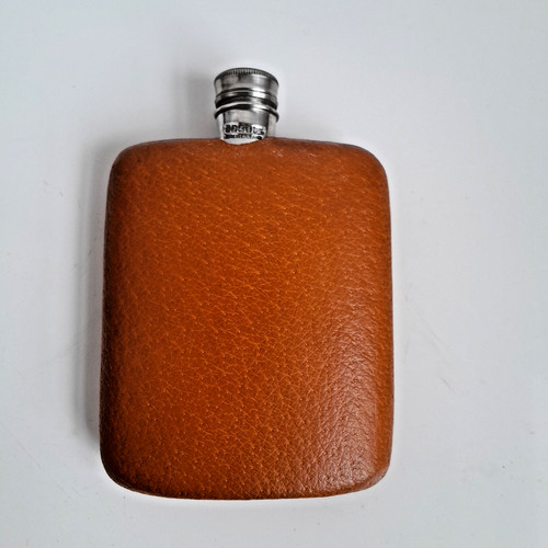 Hip flask silverplated - flask, leather