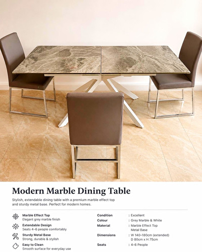 Grey marble effect extendable - grey,