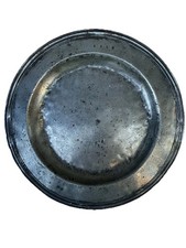 13.5 " Antique English Pewter Plate With Reed Touchmark 