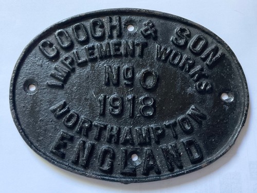 Cast iron machine plate 1918 - cast,