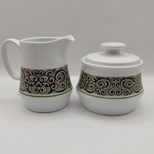 VTG Noritake Progression China "Olé" Creamer and Sugar Bowl with Lid Set #9043