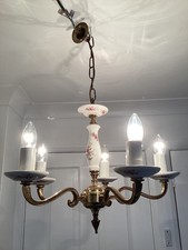 Vintage 5 Arm Brass Chandelier