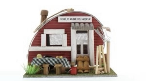 Red tear drop - birdhouse, camper