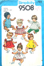 1980's Simplicity Wardrobe for Vinil Body Baby Doll Pattern 9508 Size L UNCUT