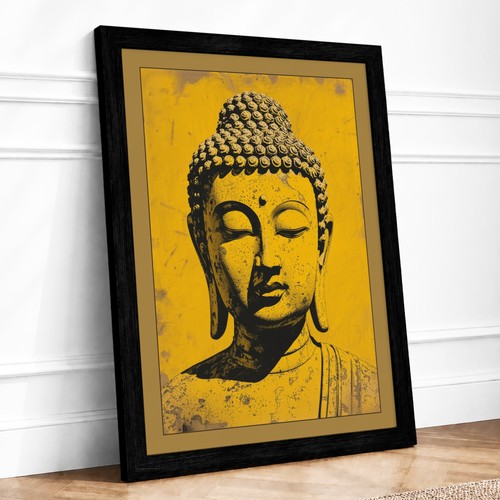 Golden buddha head - golden,