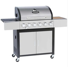 Outback Meteor 6-Burner Hybrid Gas & Charcoal BBQ with Multi-Cook Plate System