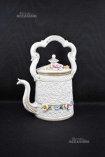 Maxi Decorative Teapot Capodimonte White Beige Floral Detail