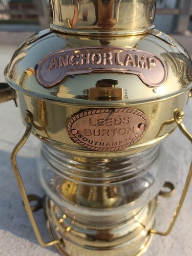 Brass anchor oil lamp - lamp, nautical