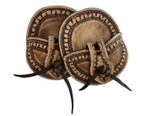 New! Pair of Pocket-style TOOLED LEATHER CINCH BUCKLE GUARD w/ Cowboy ties