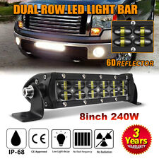 Single Row 8'' Slim LED Light Bar For ATV Suzuki Z400 Kawasaki KFX 400 450R 700