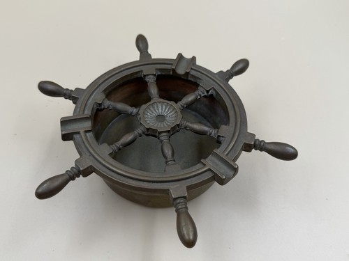 Vintage brass ships wheel - brass, ash
