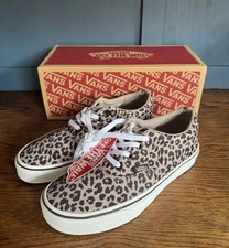 VANS Doheny Satin Leopard Print Brown White Trainers Womens UK Size 4
