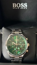 Genuine HUGO BOSS Champion HB1513878 Silver Green Tone Mens Watch 3 Days Express