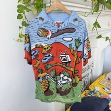 Vintage Mambo Loud Shirts Lost Weekend Print Rayon Loop Collar Shirt Size Small