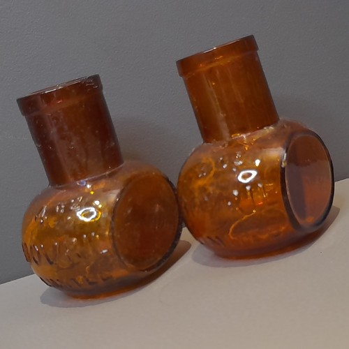 Pair antique amber bovril - amber,