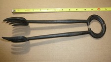 Antique cast iron coal tongs