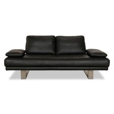 Rolf Benz 6600 Leather Three-Seater Black Sofa