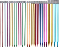 Aeelike Knitting Needles Set 25cm, 14 Pairs of Coloured Metal 25cm/9.84inch 
